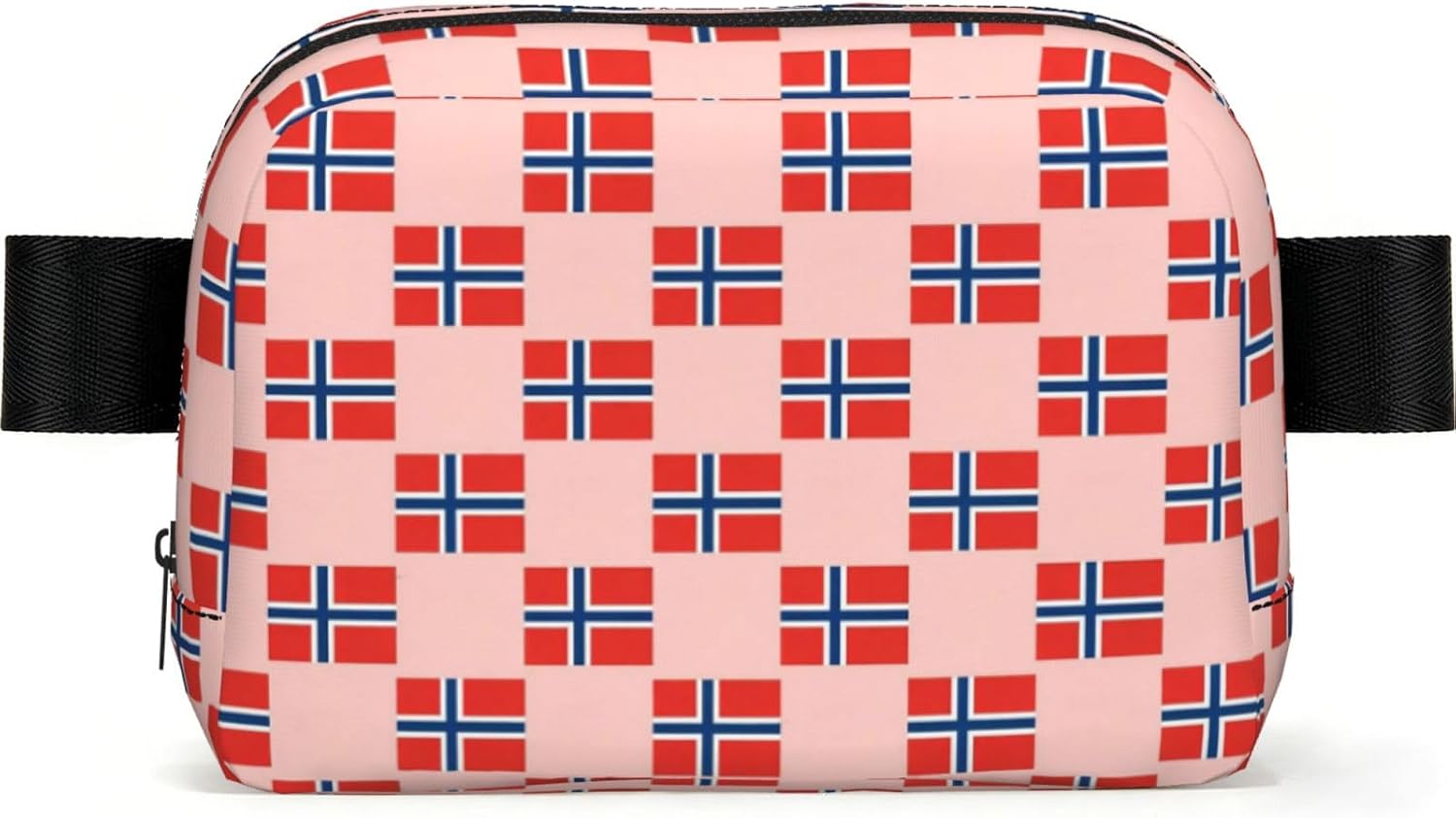 Norwegian Flag Pattern Fanny Pack Belt Crossbody Bag For Hiking Festivals And Travel Dual Pockets