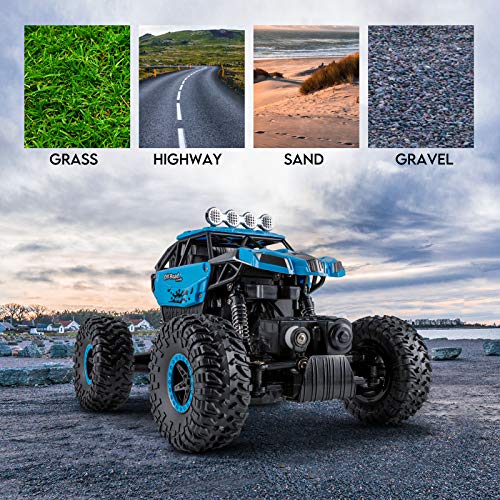 RC Car, SHARKOOL 2020 Updated 2.4Ghz 4WD 1/16 Scale RC Trucks Rc Crawlers Remote Control Car with Two Rechargeable Batteries, Off Road Vehicle for Kids & Adults, Blue