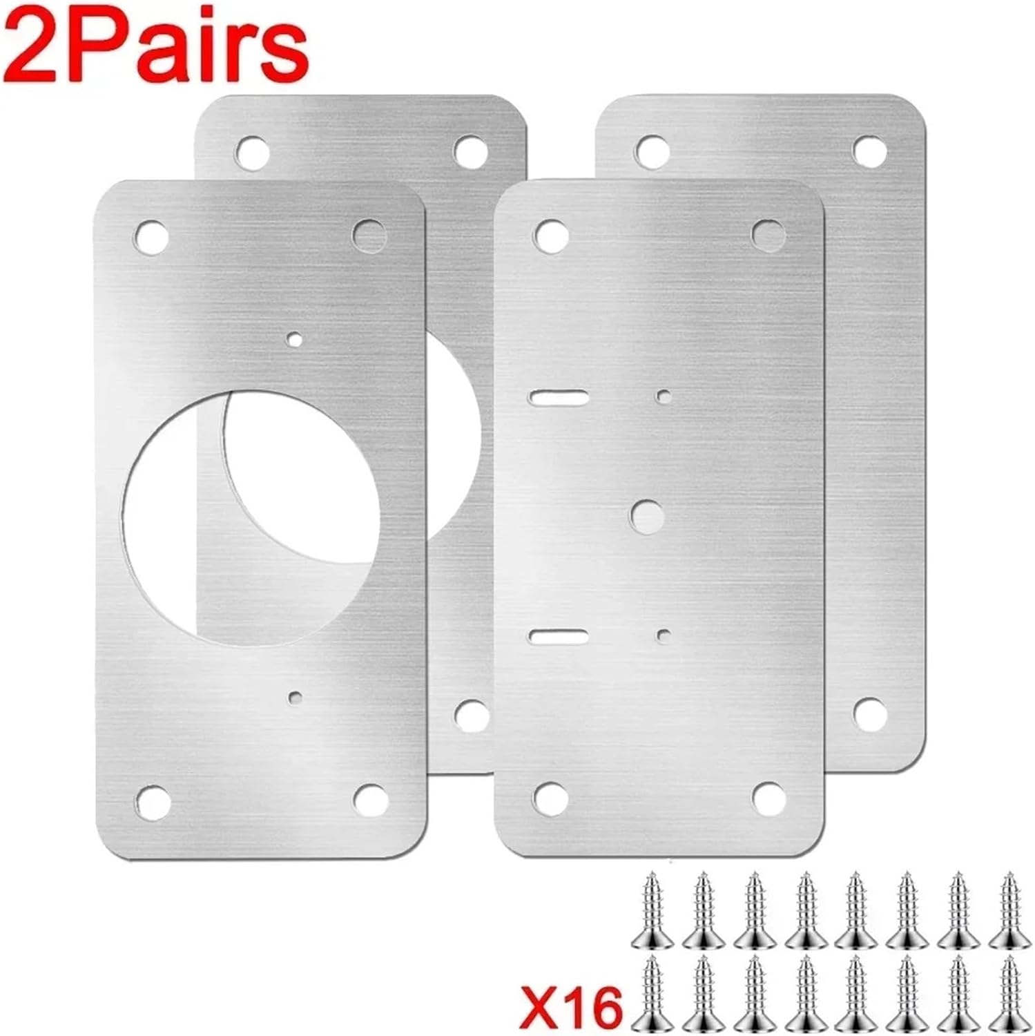 20/2PCS Stainless Steel Hinge Fixing Plate Kit Cabinet Door Hinge Repair Plate Bracket with Mounting Screw(2Pairs(4Pcs))