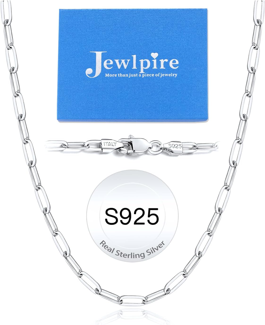 Jewlpire 14K Gold Plated 925 Sterling Silver Paperclip Chain Necklace for Women, 4mm 5mm Shiny & Sturdy Women's Chain Necklaces 16 18 20 22 24 26 Inch