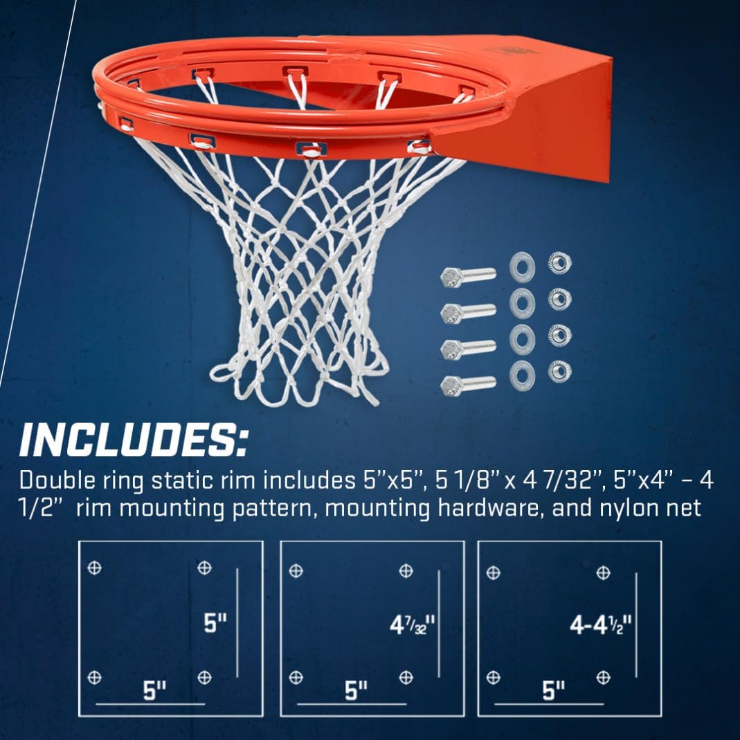 Goalsetter Double Ring Static Basketball Rim Includes Mounting Hardware and Nylon Net,Orange