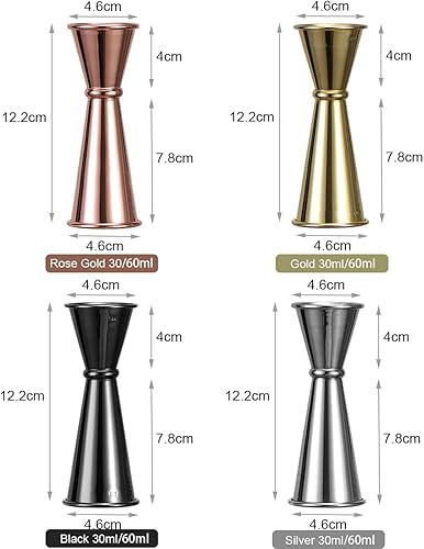 Miniatura 3 de Angzhili - Paquete de 1 jiggers de acero inoxidable doble con medidas, jigger de 2 onzas  1 onza para barman, herramientas de bar utilizadas para