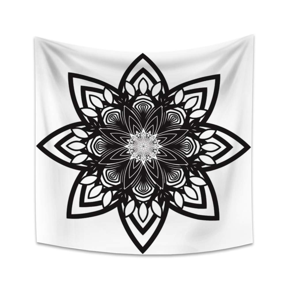 Amazon.co.jp: Qinunipoto タペストリー 曼荼羅の花 曼陀羅の模様 黒