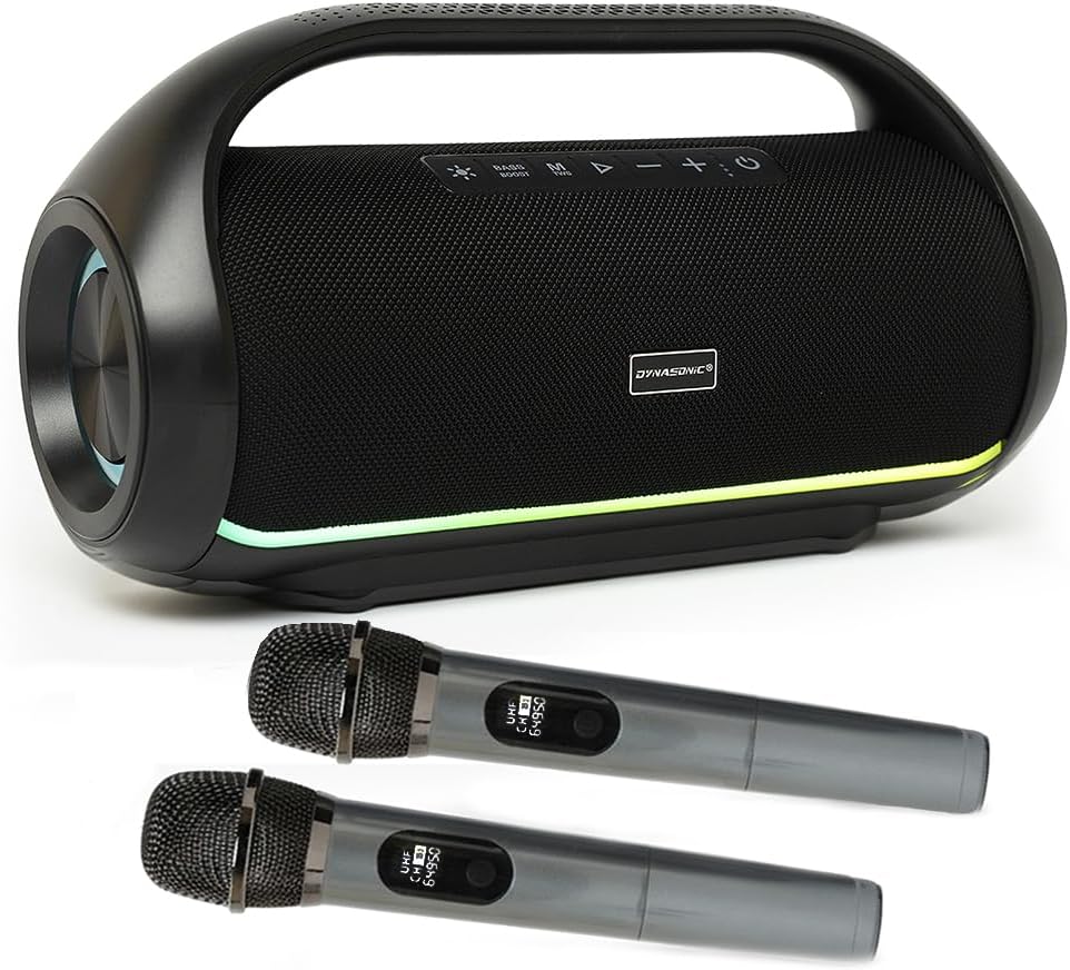 DYNASONIC S90 - IPX7 Portable Bluetooth Speaker Wireless Outdoor Speaker Stereo System Powerful Sound Player with LED Lights Micro SD USB