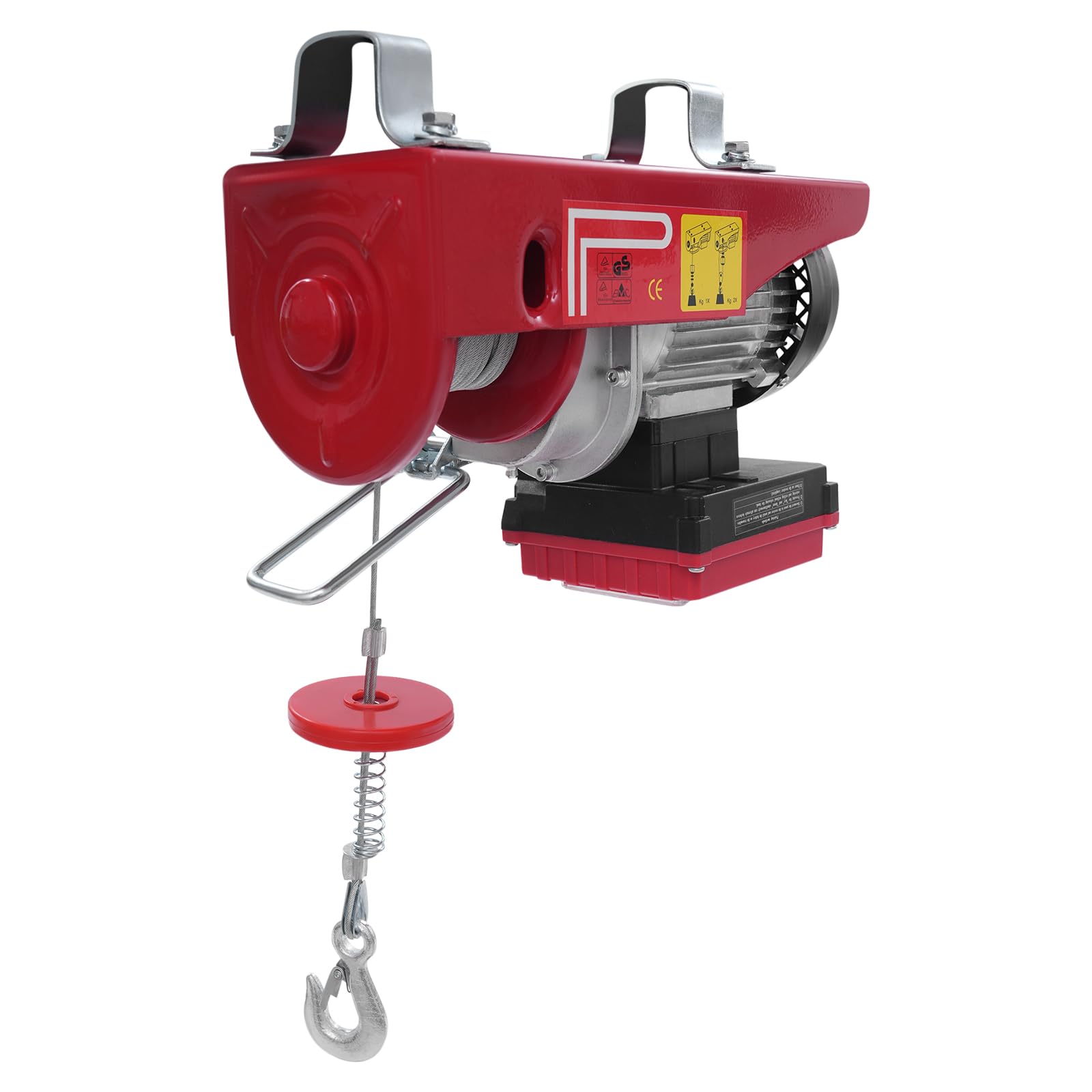 Argano elettrico 250 kg di sollevamento 12 m di altezza, con cavo di sollevamento. Argano elettrico con telecomando senza fili e braccio orientabile - Sollevamento sicuro. Argano elettrico a