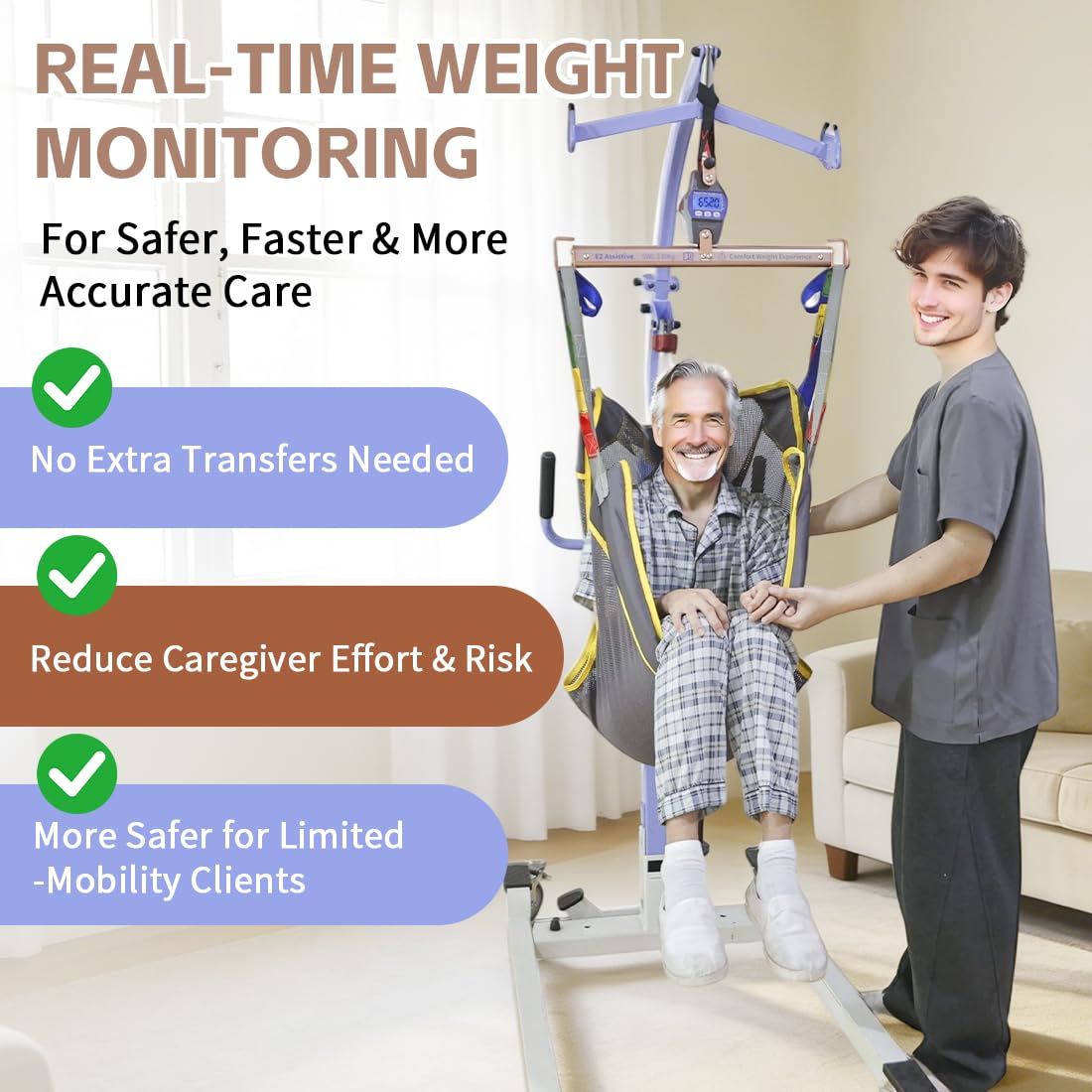 EZ Assistive Bilancia per sollevamento pazienti per anziani o costretti a letto, bilancia universale adatta per uso domestico di cura, ospedale e assistenza domiciliare SWL 226,8 kg