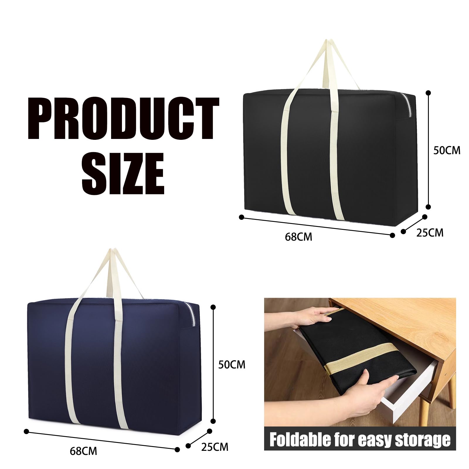 2pcs Extra Large Moving Bags Heavy Duty Moving Bags for Clothes Storage Bags, Large Storage Totes for Clothes, Packing Bags for Moving Boxes with Handles, Camping Moving Supplies, 26.7 x 19.7 x 9.8
