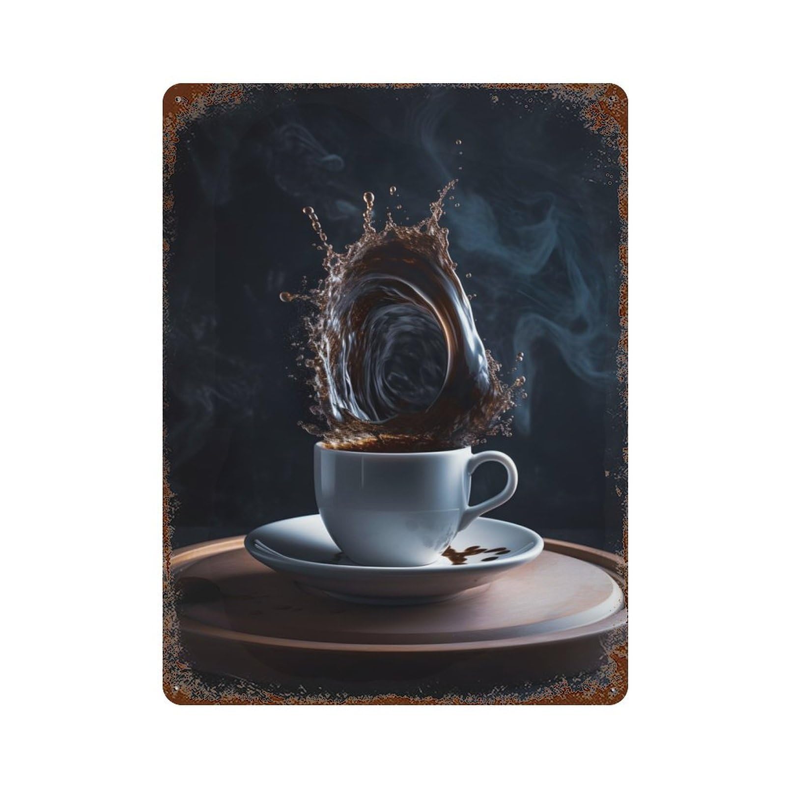 Garage Style Wafe Coffe Vintage Rust Metal Sign 15.7"x11.8", Industrial Home Decor for Bar And Workshop