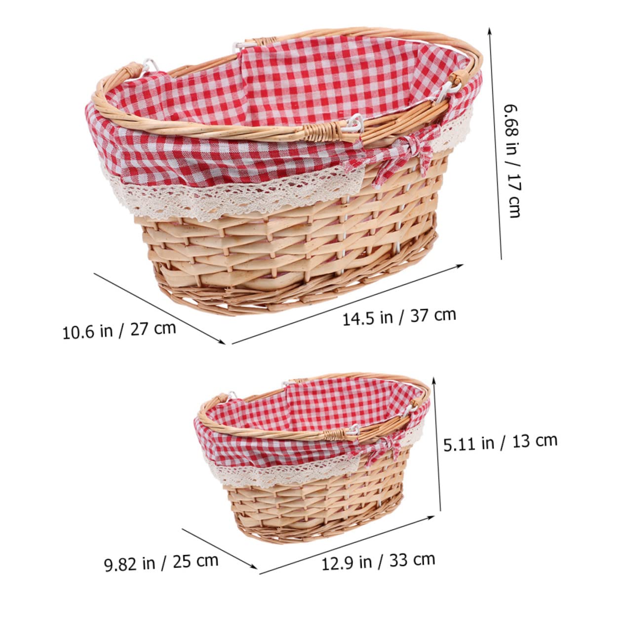 Juego de Cestas de Cuerda Tejida Cestas de Picnic Cestas de Almacenamiento para Exteriores con Asas