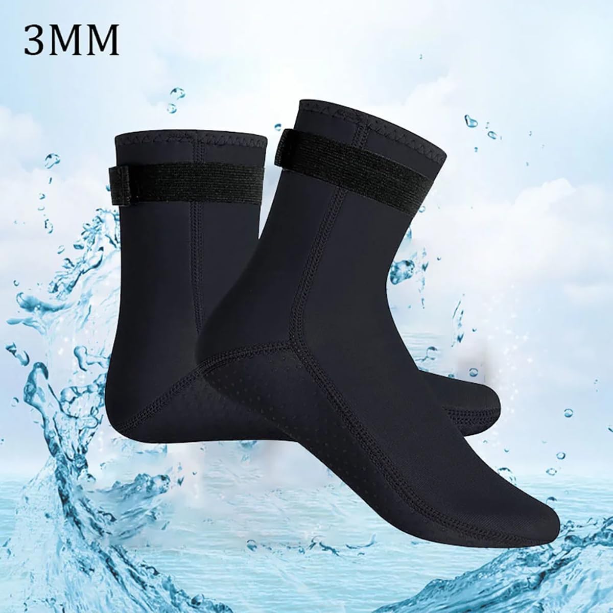 3mm Neoprensocken für Damen Herren, Tauchsocken Rutschfeste Sohle, Unisex Warm Schwimmen Beachvolleyball Socken für Schnorcheln, Surfen, Segeln, SUP, Wassersport