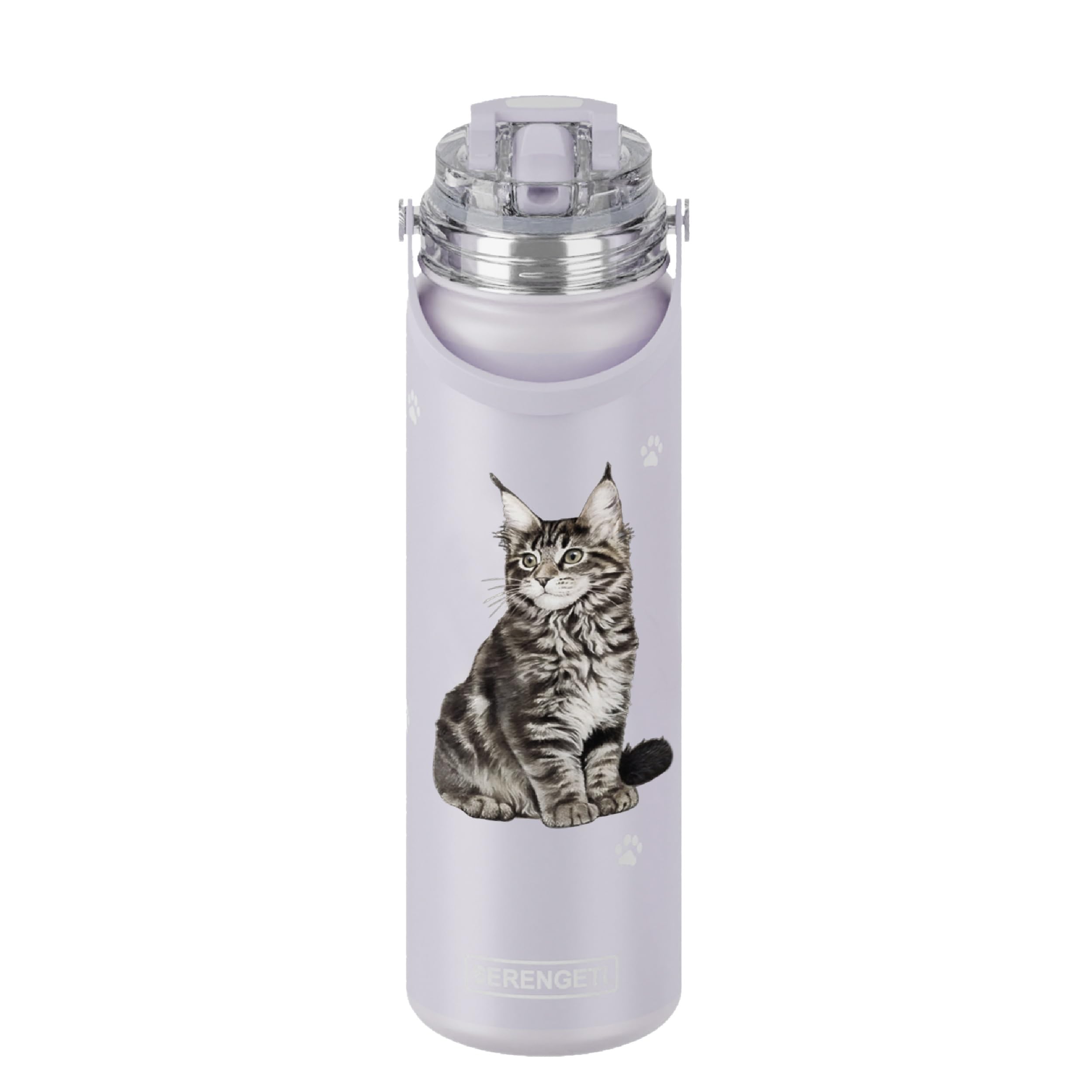 E&S Imports Maine Coon Stainless Steel Water Bottle 24 Oz. with Spill Proof detachable straw - Double walled Vacuum Insulated water flask - Realistic