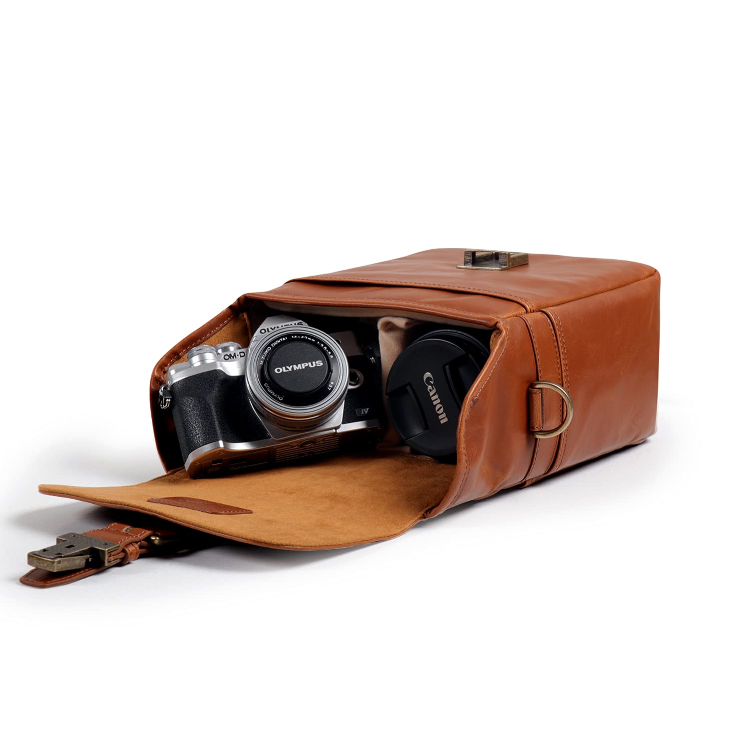MegaGear Leather Camera Messenger Bag for Mirrorless, Instant and DSLR Cameras : Electronics