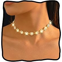 JEAIRTS Rhinestone Choker Necklace Sparkly Diamond Wedding Prom Chain Jewelry for Women