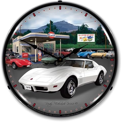 1976 Corvette Backlit LED Lighted Clock