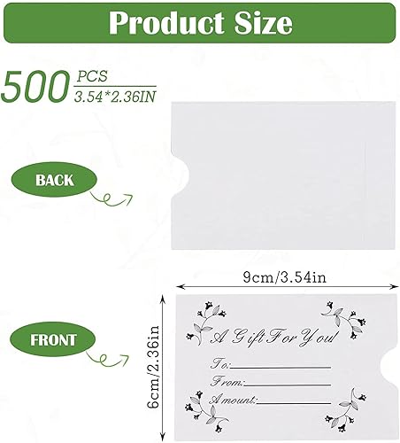 Miniatura 2 de Paquete de 500 fundas para tarjetas de regalo, fundas para tarjetas de crédito, sobres de dinero para tarjetas de regalo, sobres de dinero para