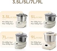 Vista 9 de Joydeem Electric Dough Maker with Ferment Function, 5.3Qt Dough Mixer Machine, Perfect for Bread Pizza Roti Dumpling Dough & Sourdough, HMJ-A501