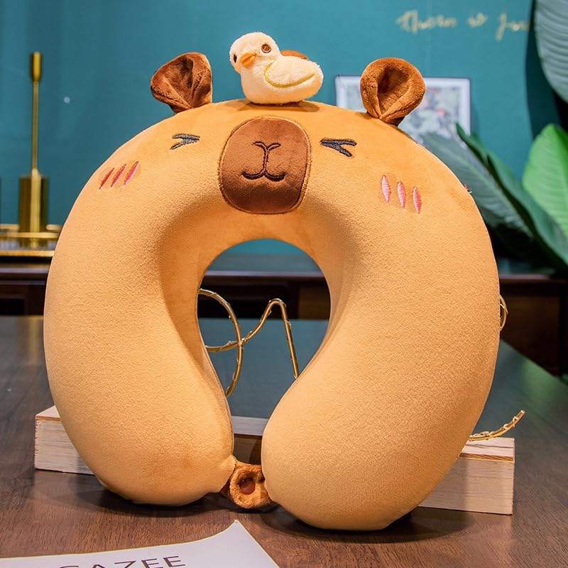 VICKYPOP Cute Neck Pillow Cartoon Capibara Memory Cotton U-Shaped Travel Pillow (Duck)