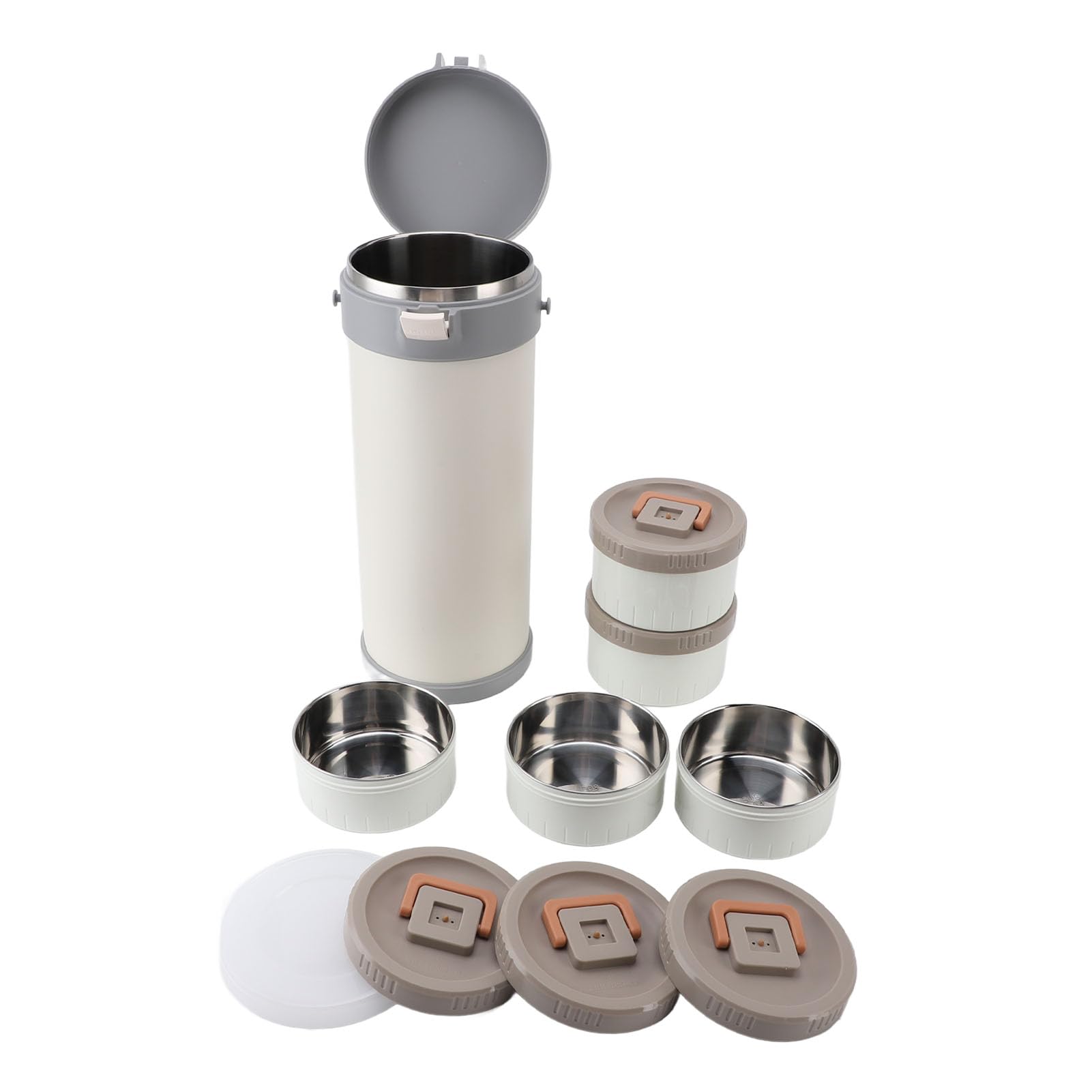 Contenedor de Comida Acero Inoxidable 5 Piezas con Aislamiento al Vacío para Mantener Calor y Frío hasta 8h para Adultos, Trabajo, Viajes, Comidas Saludables