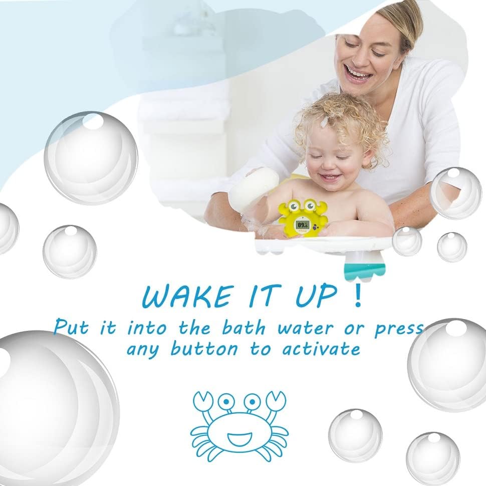 Doli Yearning Crab Bath and Room Thermometer with LED Alarm, providing Accurate and Reliable Temperatures Reading. Adorable Bathtub Toy Makes Your Baby Loves Bath Time