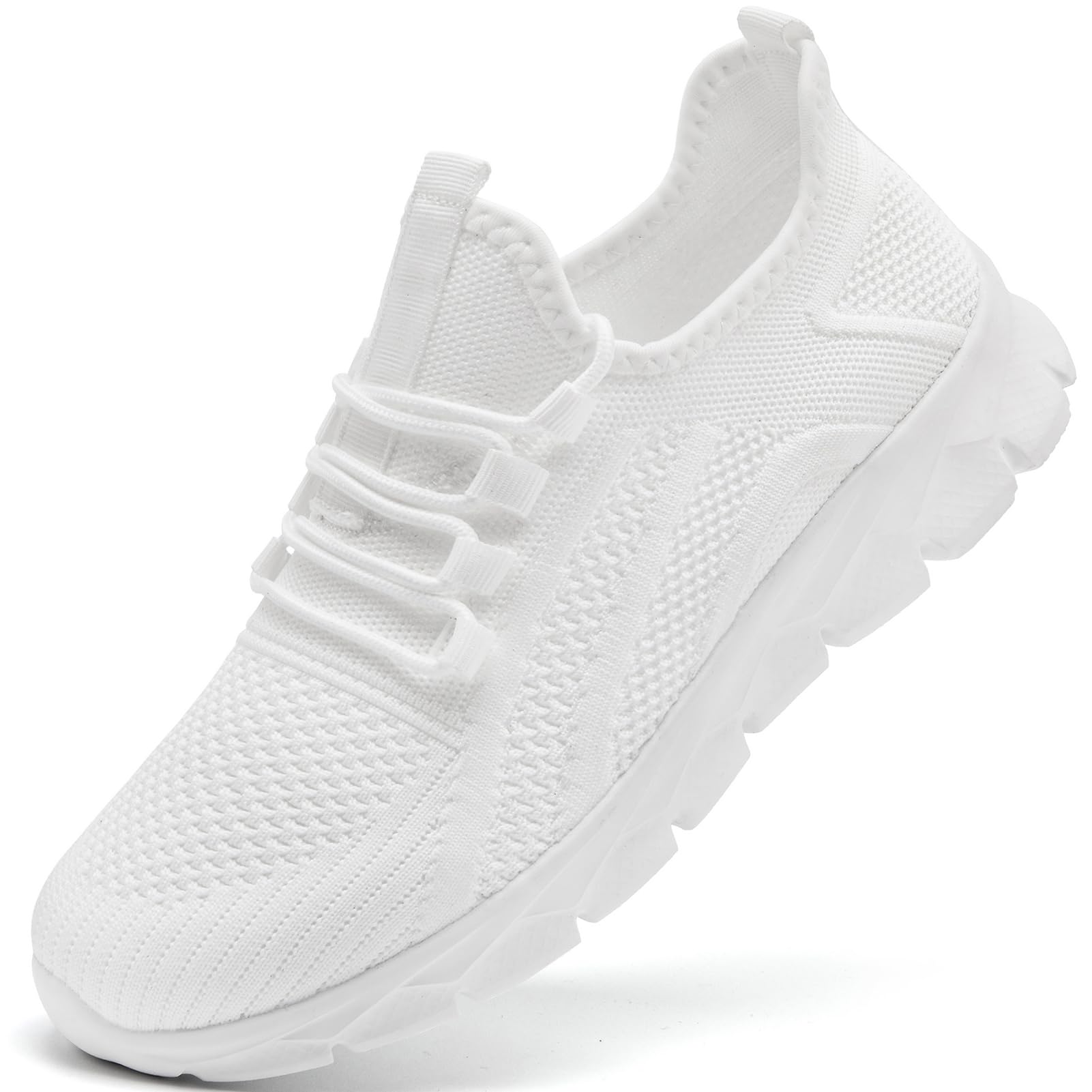 Shoes for Men Women Tennis Sneakers Walking Running Gym Slip On Shoes 10 Women/8.5 Men All White-2
