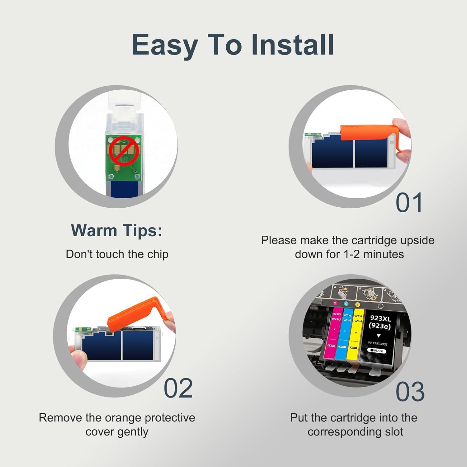 923XL 923e 923 Ink Cartridges Replacement for HP 923XL Ink Cartridges for OfficeJet Pro 8130e 8132e 8135e 8138e 8139e 8120 8120e 8125 8130 8135 Printer, 4 Pack, Black Cyan Magenta Yellow