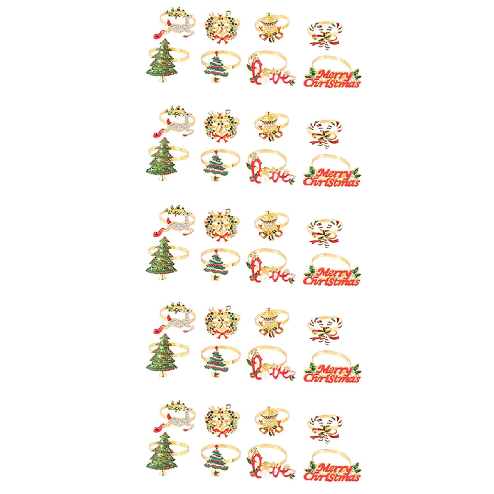 Hndhbfgrt Christmas Napkin Rings - Set of 40 Napkin Holder Rings for Holiday Christmas Table Decoration Napkin Buckle