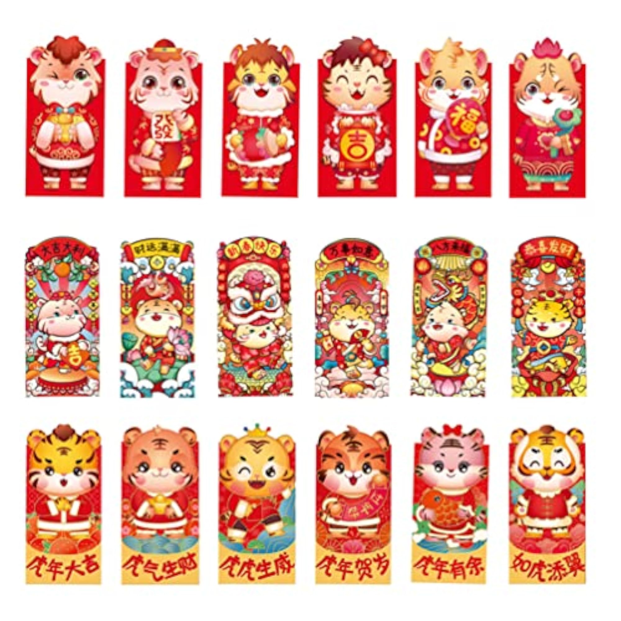 18pcs Chinese New Year Red Packets for 2022