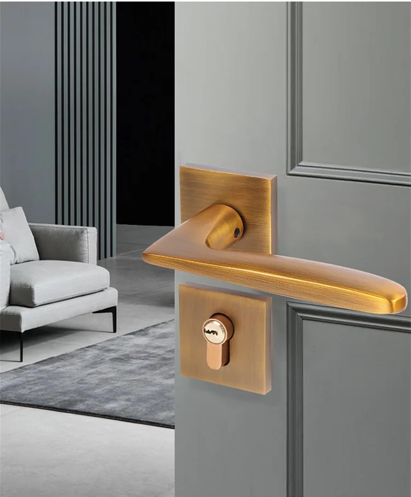 Serrure de porte en bois moderne poignée noire muette fendue pour chambre - 1 pièce
