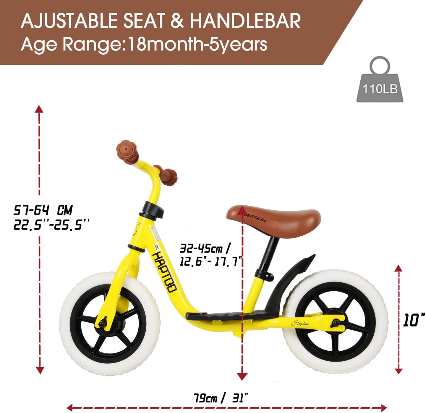 Buy HAPTOO Balance Bike 12'' for 3-7 