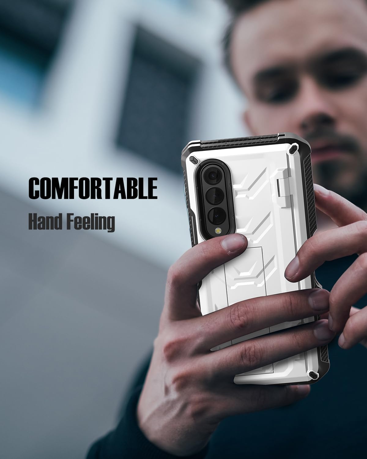 Samsung Galaxy Z Fold 4 Cases with Hinge Protection, S Pen Holder, Kickstand, Built-in Screen Protector, Drop Protection for Z Fold 4, Wireless Charging Compatible (White)