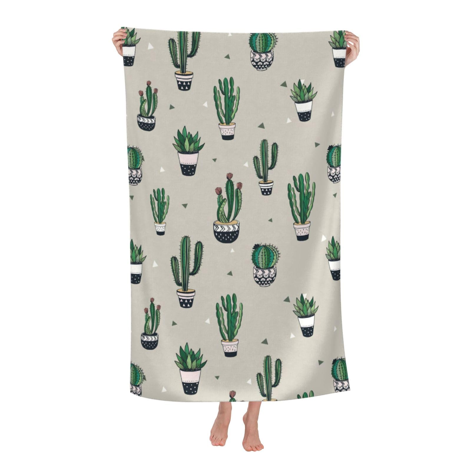 Cbaaghh Green Cactus. Print Adult Beach Towels,Beach & Pool Towel,Beach Towels,Towels For Camping