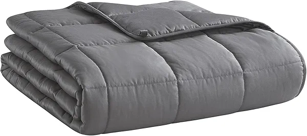Weighted Blanket for Adults- Dark Grey, 48"x72", 15lbs, Twin Full Size Heavy Throw Blanket, Cooling, Breathable, Microfiber with Glass Beads, Big, Washable, All-Season