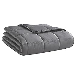 L'AGRATY Weighted Blanket for Adults- Dark Grey, 48"x72", 15lbs, Twin Full Size Heavy Throw Blanket, Cooling, Breathable, Microfiber with Glass Beads, Big, Washable, All-Season