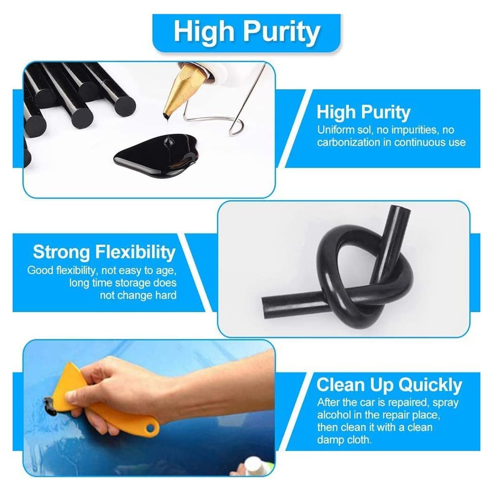 Jkjhbhged 15Pcs Hot Glue Sticks, 270 X11mm Black Hot Melt Glue Sticks for Car Body Dent Repair Remover Crafts DIY Projects
