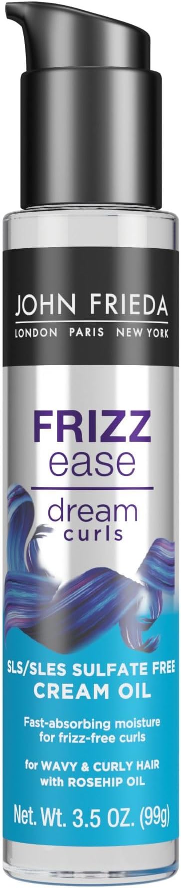 Anti Frizz, Frizz Ease Dream Curls Cream Oil, Hydrating Hair Oil for Curly, Frizzy Hair, Nourishes Dry and Damaged Hair, 3.5 Fl Oz