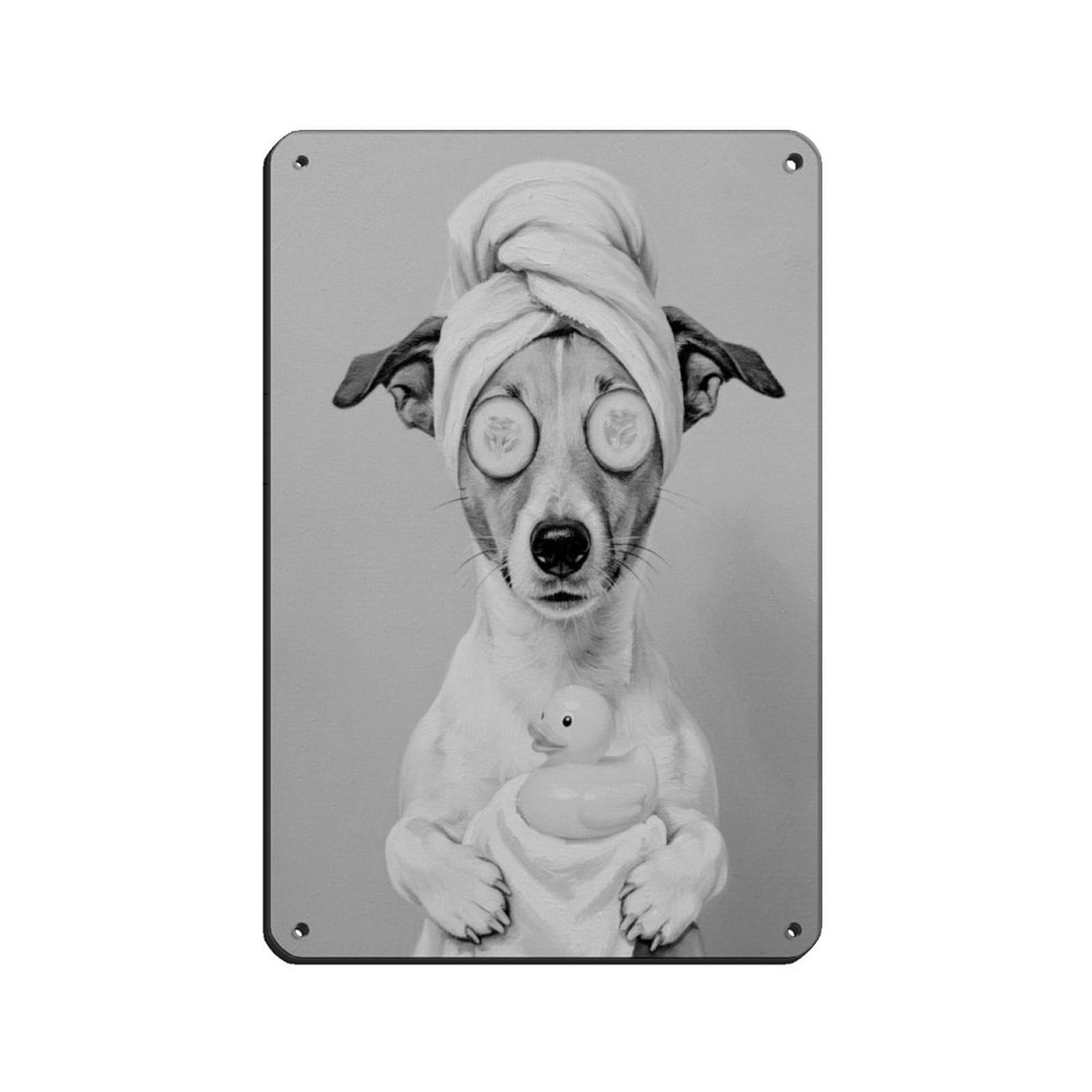 Bathroom Spa Art, Jack Russell Terrier Dog Tin Sign Vintage Metal Pub Club Cafe Bar Home Wall Art Decoration Poster Retro 8x12inch(20x30cm)