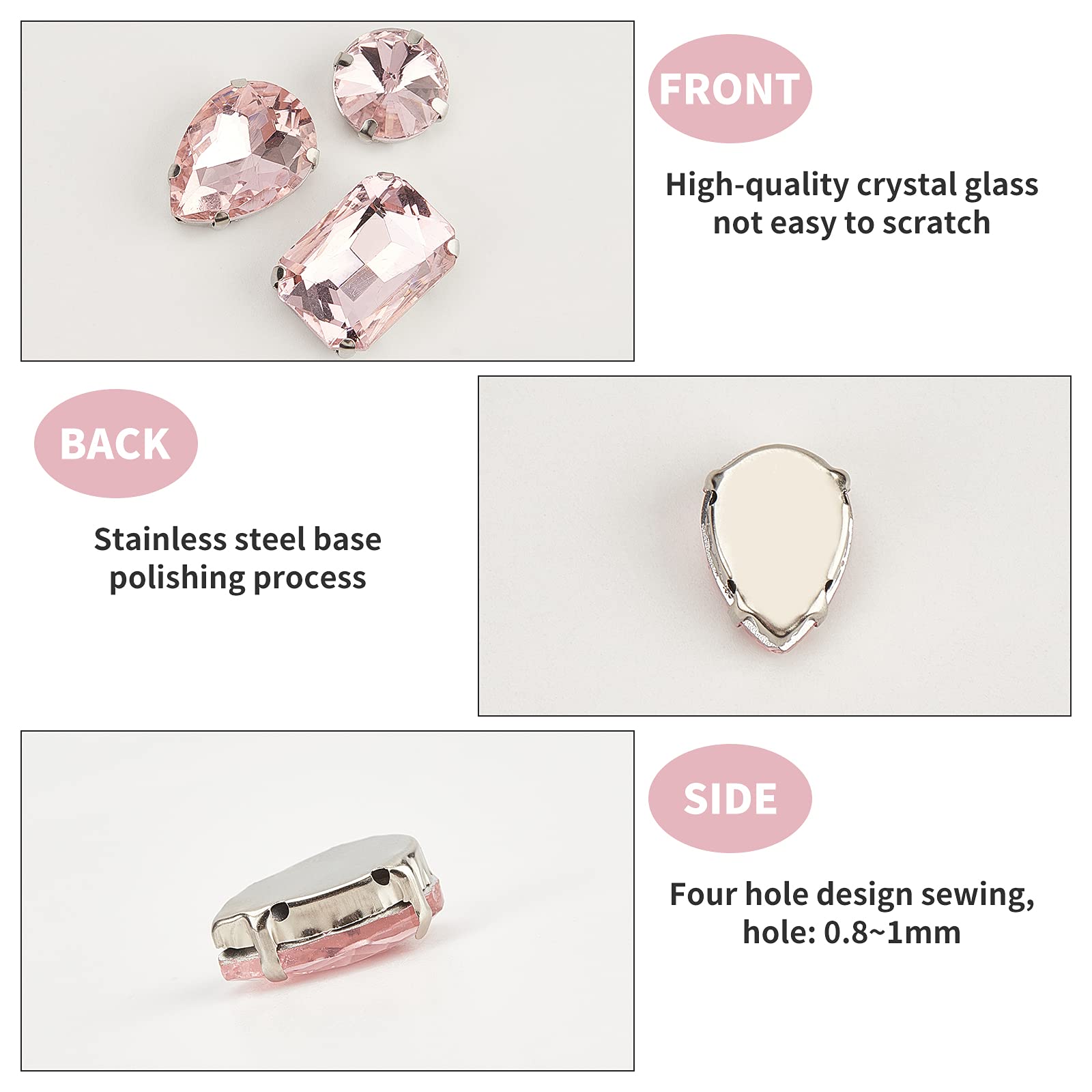 GORGECRAFT 100 PCS Strass Larme Cristal à Coudre - Formes Mixtes Bleues Pour Bricolage, Bijoux Et Vêtements
