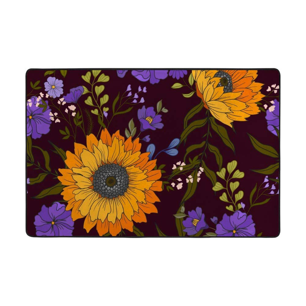 Tapis Moderne Anti-Poussière CHEHONG Grand Tapis Floral en Polyester pour Salle à Manger