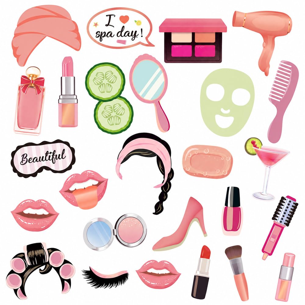 25Pcs Spa Party Photo Props Set for Women Pamper Birthdays Party Supplies
