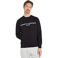Tommy Hilfiger Uomo Felpa Tommy Logo Senza Cappuccio, Nero (Black)