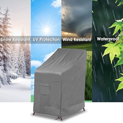 Miniatura 8 de Vailge Funda apilable para silla de patio, 100% impermeable, funda para silla de exterior, fundas de muebles de patio de alta resistencia, se adapta
