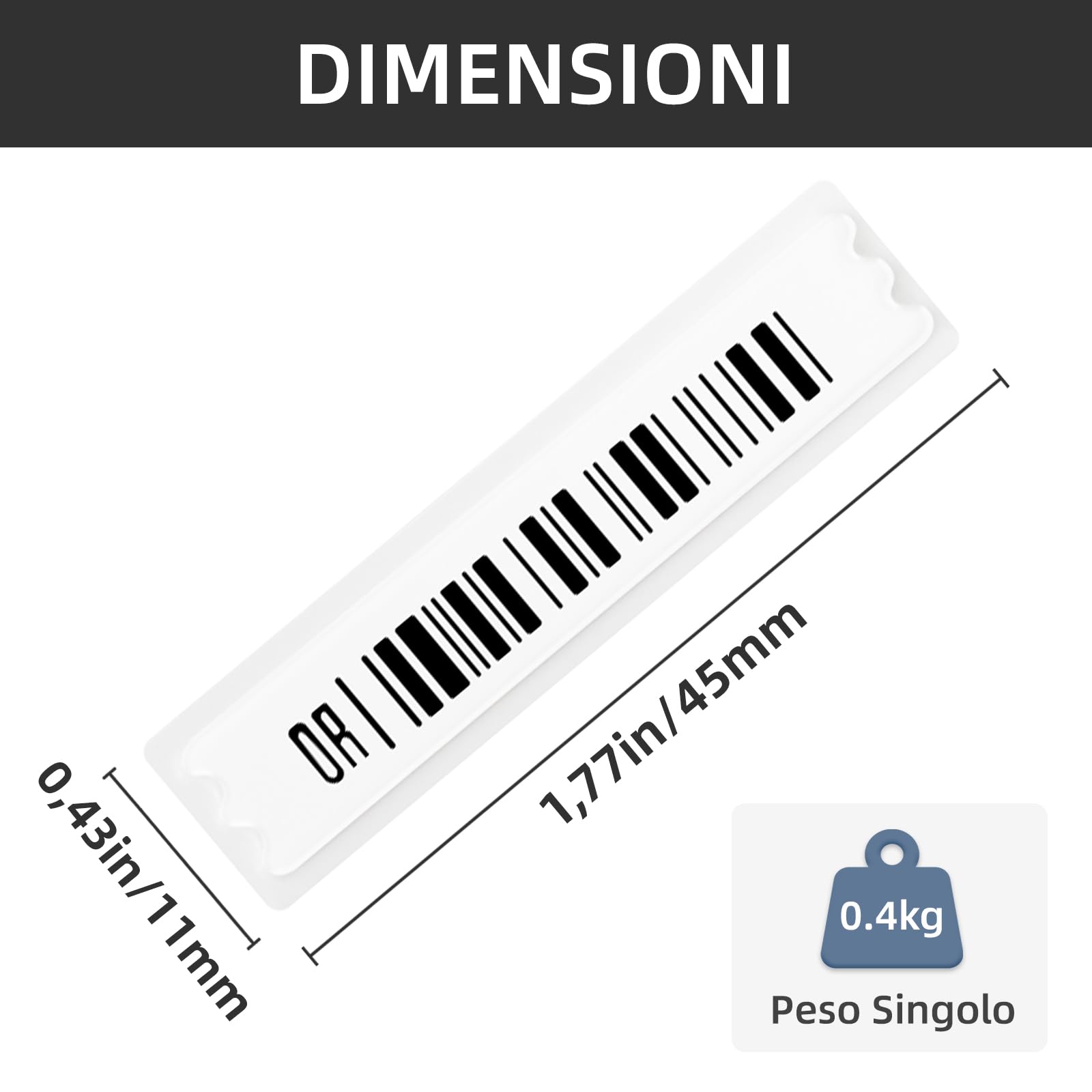 Adesivi di Sicurezza per Retail, Etichetta Antitaccheggio AM 58kHz DR per Sistemi EAS, Etichetta Monouso per Negozi al Dettaglio, Minimarket e Supermercati (1000)