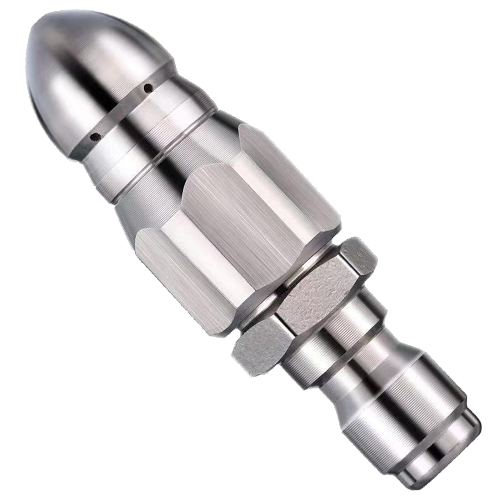 Boquilla de alta presión de acero inoxidable para desatascar tuberías de desagüe, boquilla de limpieza de alcantarillado de alta presión de acero inoxidable con conexión rápida de 1/4"