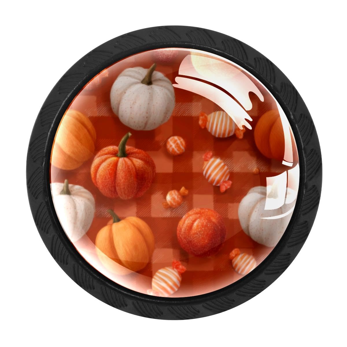 HEOEH 4 PCS Cabinet Knobs, Pumpkin Candy Drawer Knobs Dresser Handles