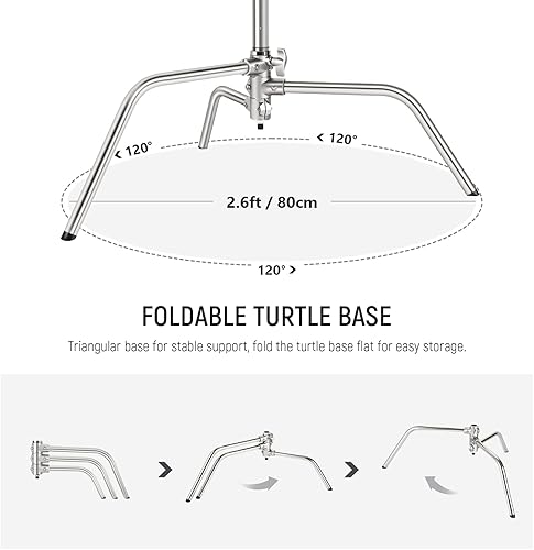 Miniatura 8 de NEEWER Soporte C con brazo de pluma Pro 100% acero inoxidable, cojín de aire, soporte de luz para fotografía resistente, altura máxima 10.8 pies,