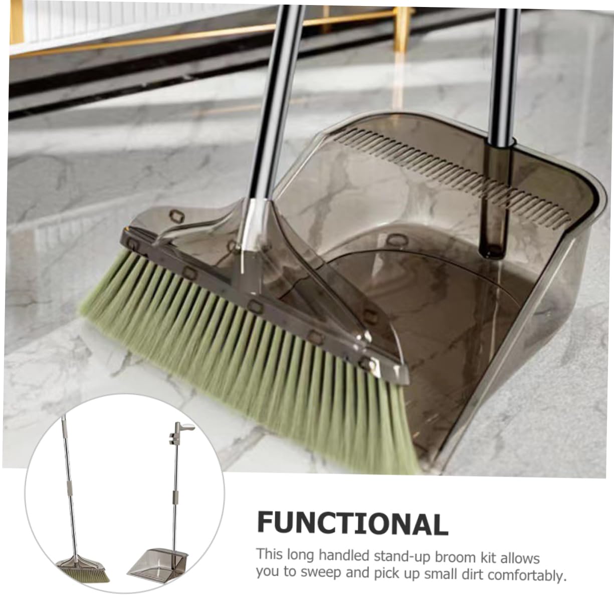 MOLUCKFU 1 Set Broom Floor Cleaning Tool Cleaning Dustpan Home Cleaning Device Household Cleaning Supply Long Handle Dustpan Cleaning Dust Pan Stable Dustpan Household Supplies Grey The Pet