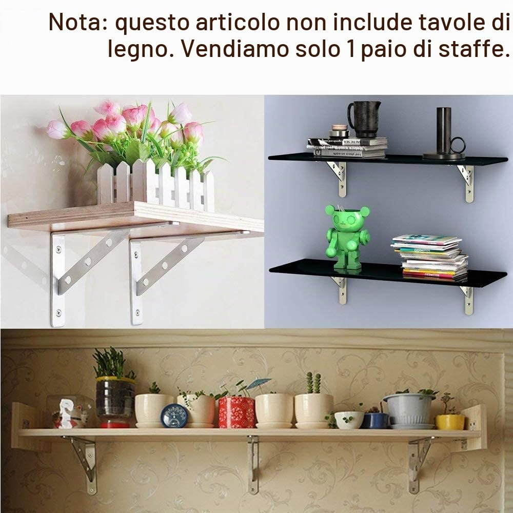 Supporto per scaffali, per carichi pesanti, in metallo, multifunzionale, per decorazione della casa (400 x 240 mm, 4 pezzi)