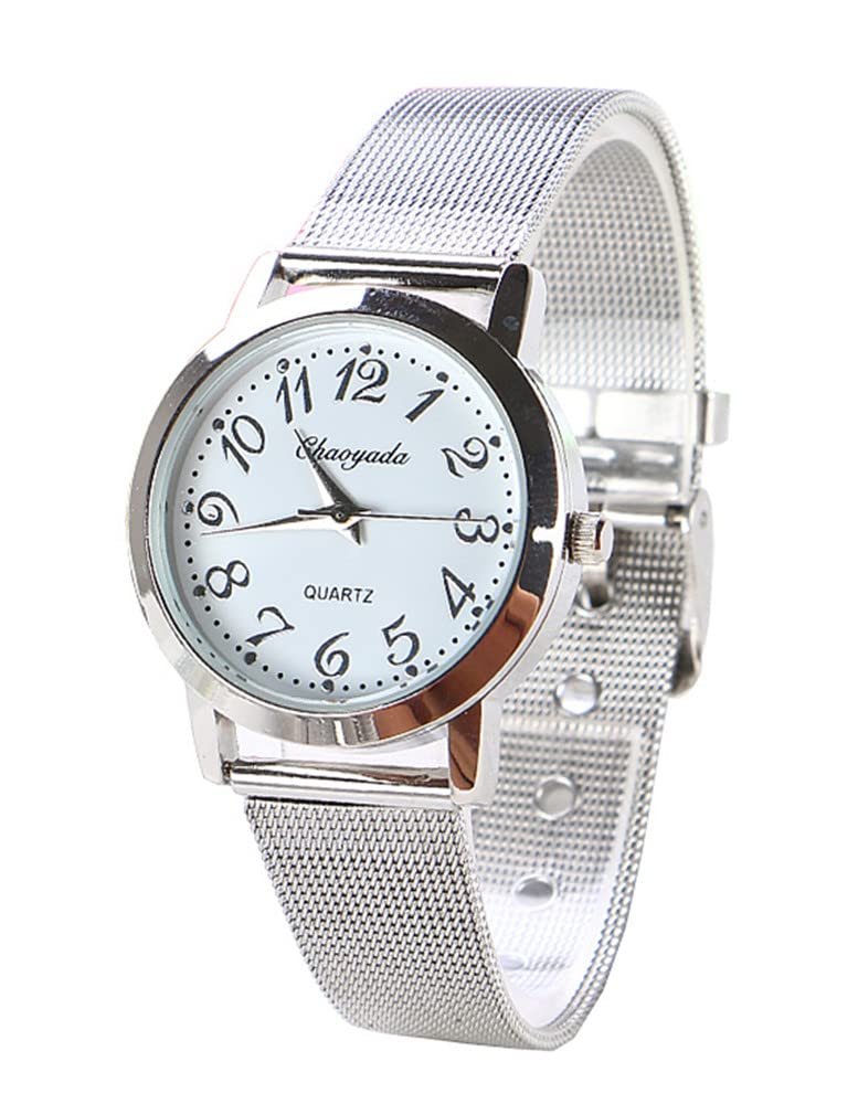 Small Silver Casual Quartz Watch Women Ladies Metal Stainless Steel Mesh Dress Watches