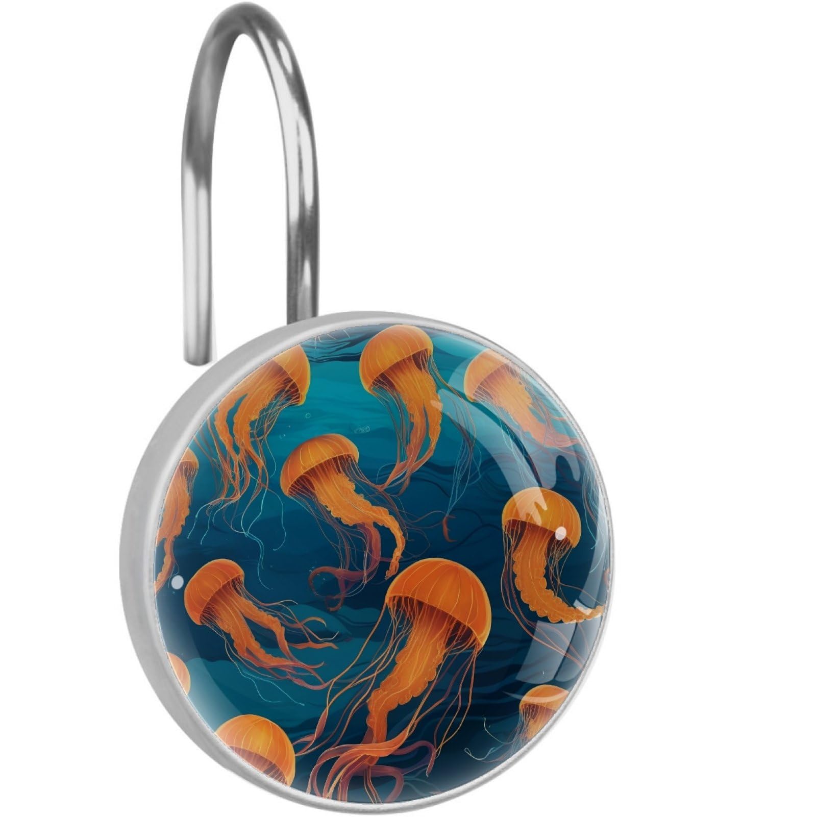 VAPOKF Shower Curtain Hooks, Jellyfishes Rust Proof Decorative Shower Curtain Rings, Modern Farmhouse Designer Shower Curtain Hangers for Bathroom, 12Pcs