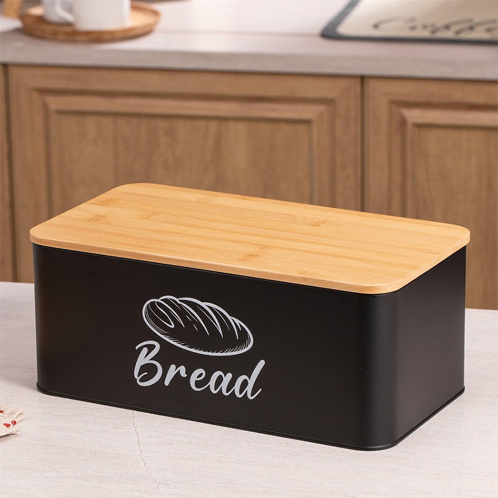 4 Vorratsdosen aus Holz und Edelstahl für Kaffee, Zucker, Brot mit luftdichtem Verschluss, moderne Küchen, Aufbewahrungsdosen für Kaffee, Zucker, Brot